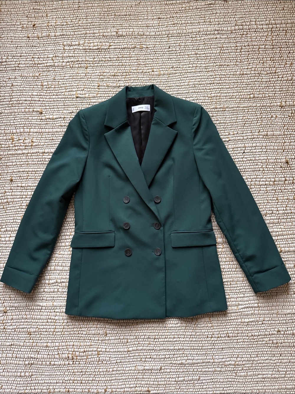 Mango Double-Breasted Emerald Green Women's Blazer